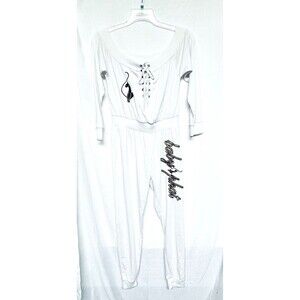 VTG Baby Phat Y2K Embroidered Cat & Lettering White One Piece Jumpsuit M READ